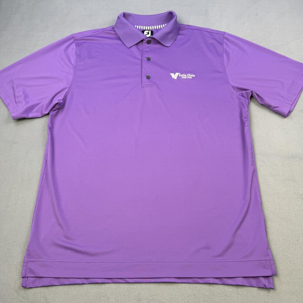 FootJoy Polo Shirt Mens Medium Purple Valle Vista Golf Club Golf Stretch Top